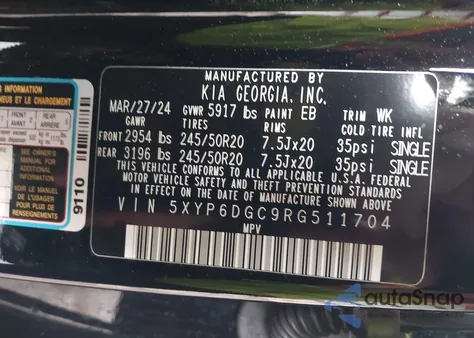 2024 Kia Telluride S from USA, damaged, VIN 5XYP6DGC9RG511704